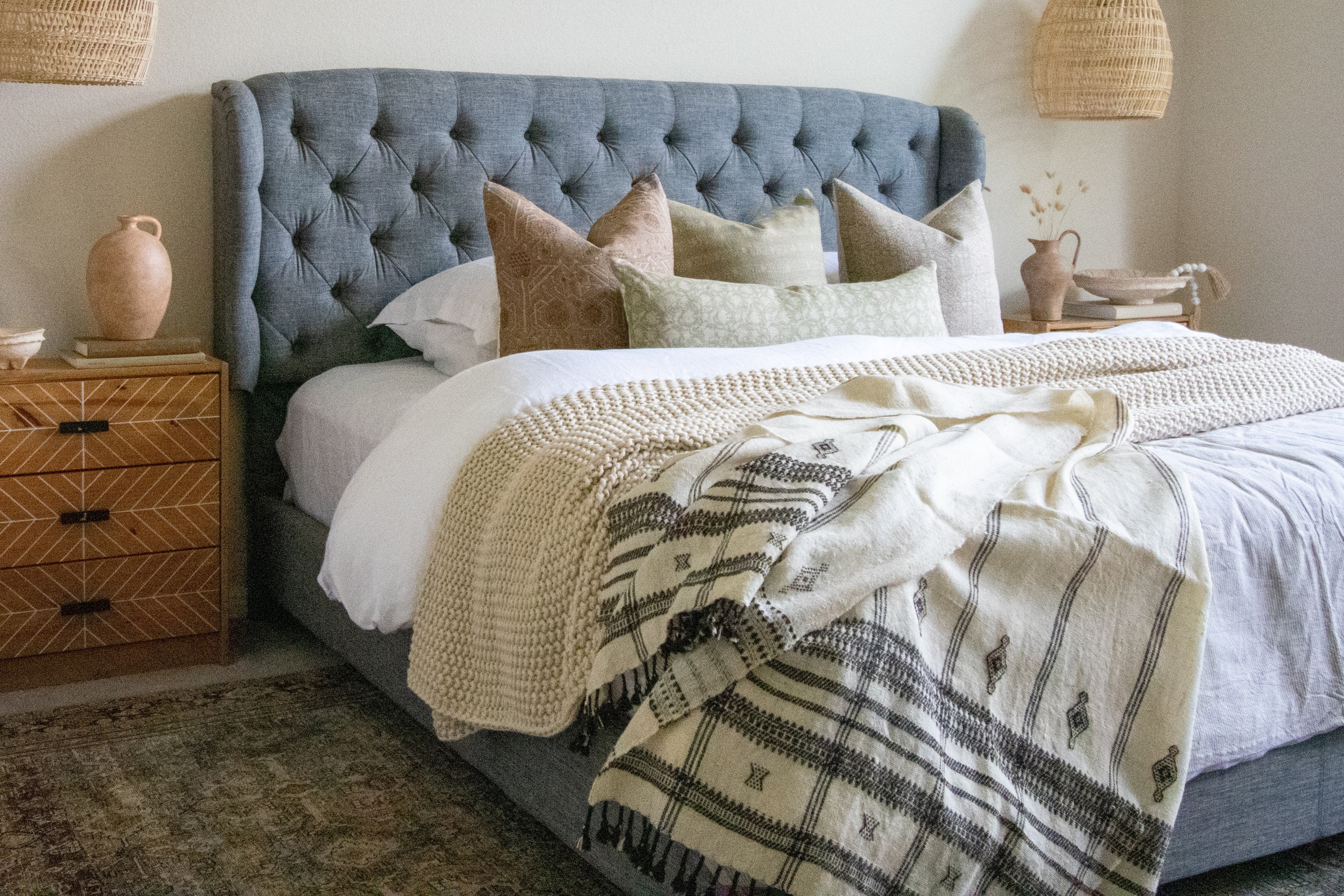 Indian Wool Blanket, Sofa Throw, Bed Coverlet, Blanket Custom, Off White Bed Runner, Couch Cover, Handwoven Household Gifts - PEARL