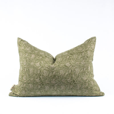 Couch Pillowcover, Indian Blockprinted Cotton, Linen Cushion, Decorative Lumbar For Modern Boho Decor, Housewarming Gifts - URVI FOREST