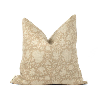 Blockprinted Fabric, Cute Pillow Cover, Indian Artisan Piece, Small Lumbar Design, Linen Cushion Look, New Home Present - SAVI STUCCO OL